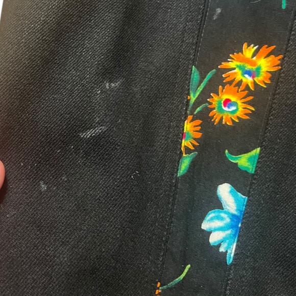 VINTAGE 90s Lori Lundon Floral Denim Vest Black Emo Punk Open Wear Size Large - Picture 6 of 6